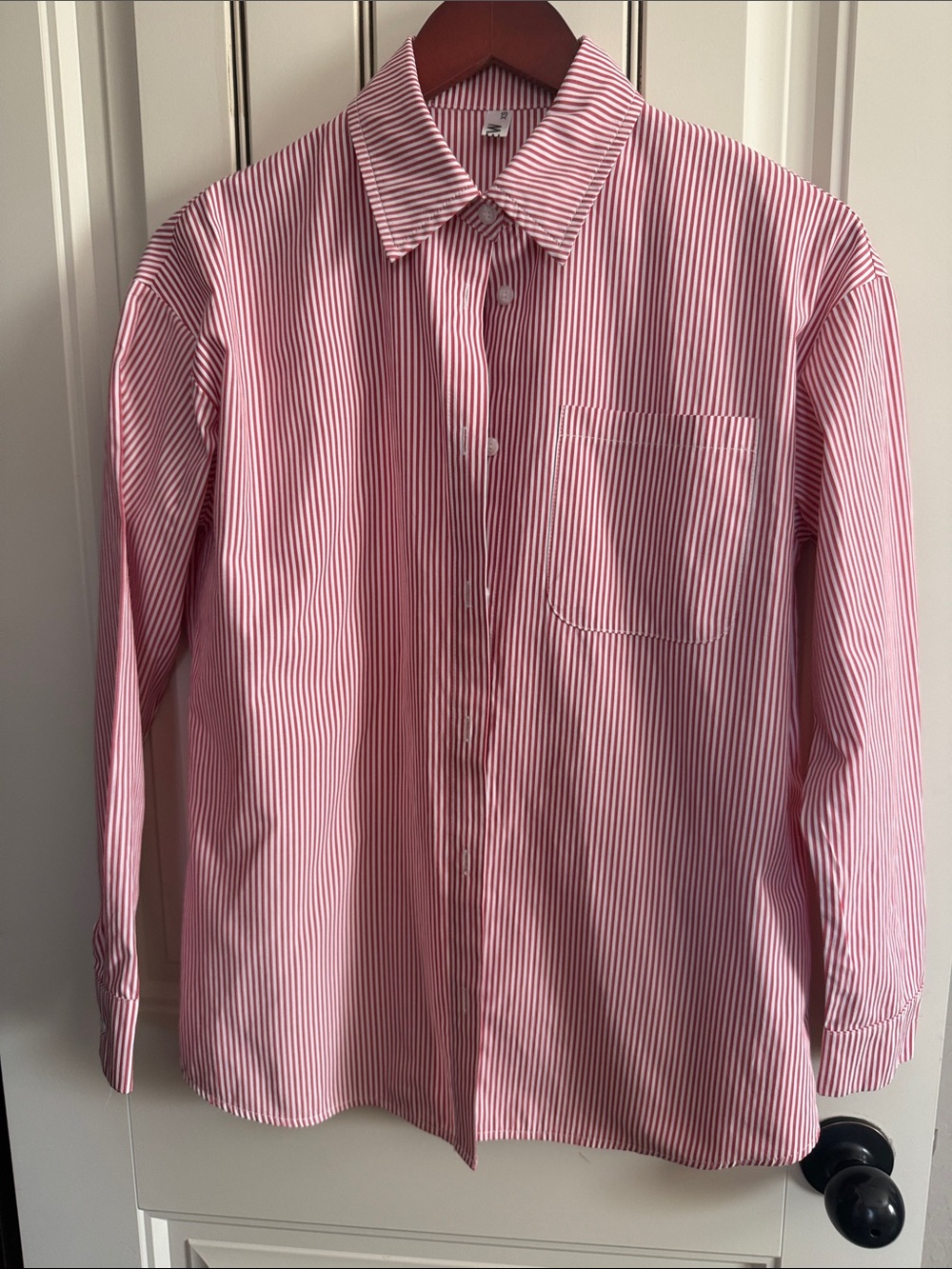 Red & White Striped Button-Up Shirt